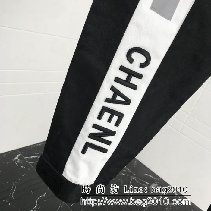 CHANEL香奈兒 19ss早春新款 前後3M反光條拼接 褲腳魔術貼 男款休閒褲 ydi1721